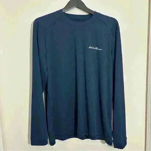 Eddie Bauer Rugged Men's Stretch Long Sleeve Outdoor Fishing Blue Shirt Size L